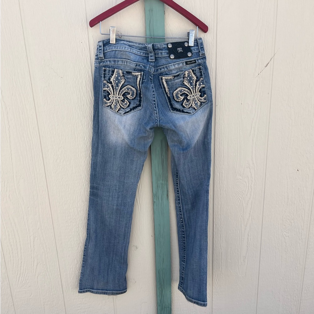 Miss Me Jeans Womens 28 Light Wash Bootcut Fleur De Lis Embroidered JP5450BR